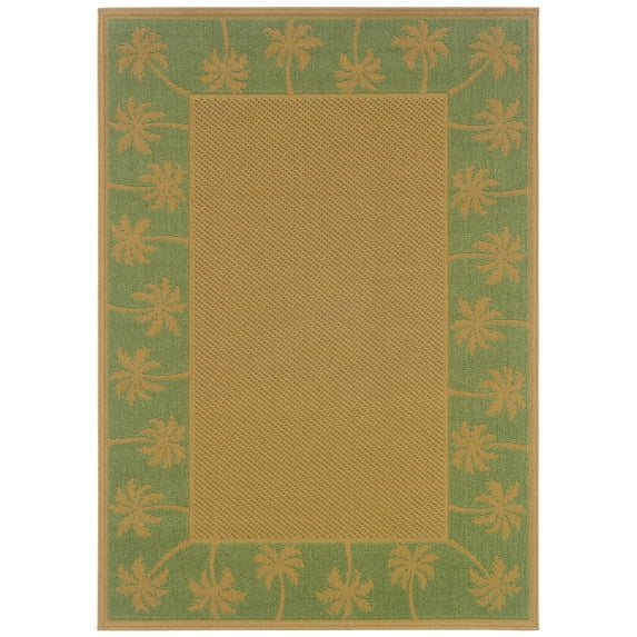 Moretti Bali Indoor/Outdoor Area Rug 606F6 Outdoor Beige Border Palm 6' 3" x 9' 2" Rectangle