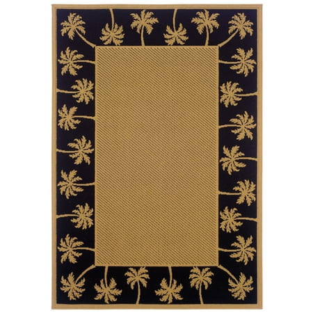 Moretti Bali Indoor/Outdoor Area Rug 606K5 Outdoor Beige Trees Palm 3' 7" x 5' 6" Rectangle