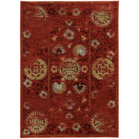 Moretti Birani Area Rug 6386E Red Faded Circles 9' 10" x 12' 10" Rectangle