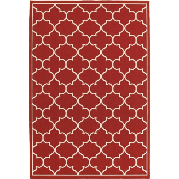 Moretti Constant Area Rug 1295R Red Circles Curves 5' 3" x 7' 6" Rectangle