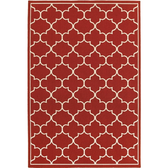 Moretti Constant Area Rug 1295R Red Circles Curves 8' 6" x 13' 0" Rectangle