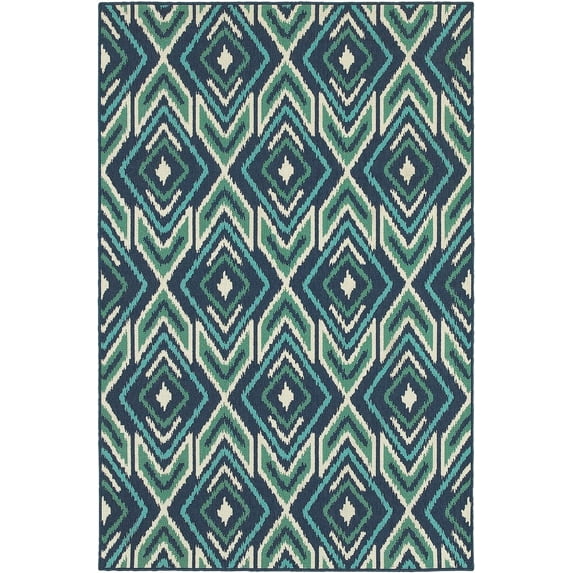 Moretti Constant Area Rug 2209B Navy Diamonds Lines 3' 7" x 5' 6" Rectangle