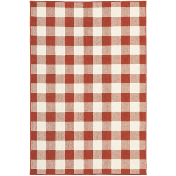 Moretti Constant Area Rug 2598R Outdoor Red Crosshatch Country 6' 7" x 9' 6" Rectangle