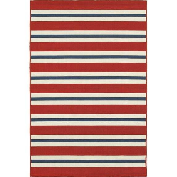 Moretti Constant Area Rug 5701R Red Bars Lines 5' 3" x 7' 6" Rectangle