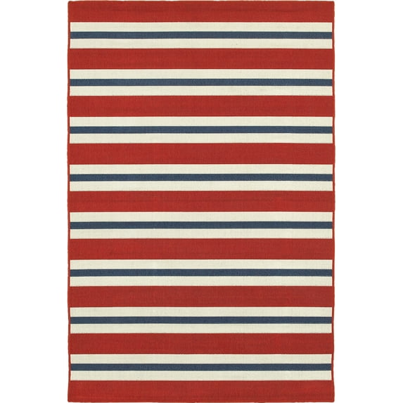 Moretti Constant Area Rug 5701R Red Bars Lines 7' 10" x 7' 10" Round