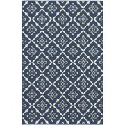 Moretti Constant Area Rug 5703B Navy Diamonds Leaves 5' 3" x 7' 6" Rectangle