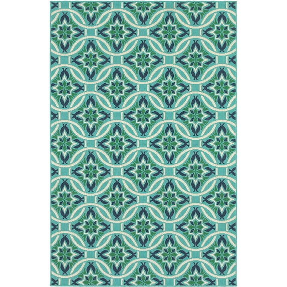 Moretti Constant Area Rug 5868L Blue Circles Leaves 2' 3" x 7' 6" Rectangle