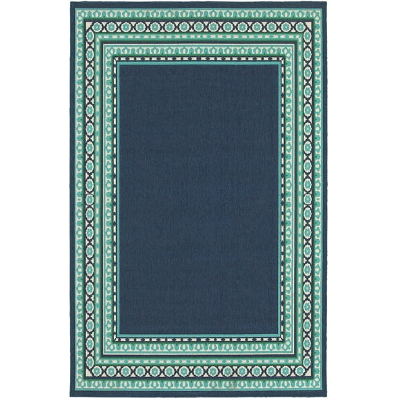 Moretti Constant Area Rug 9650B Navy Diamonds Lines 6' 7" x 9' 6" Rectangle