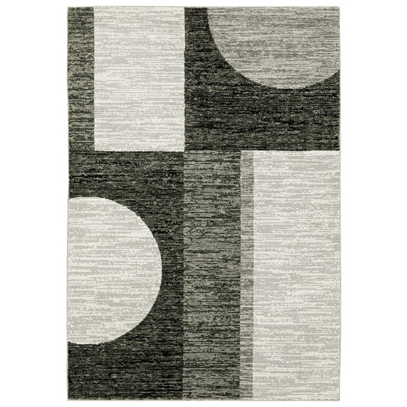 Moretti Court Area Rug STR06 Charcoal Angular Vintage 5' 3" x  7' 3" Rectangle