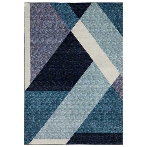 Moretti Court Area Rug STR08 Blue Angular Slices 2' 3" x 8' Rectangle