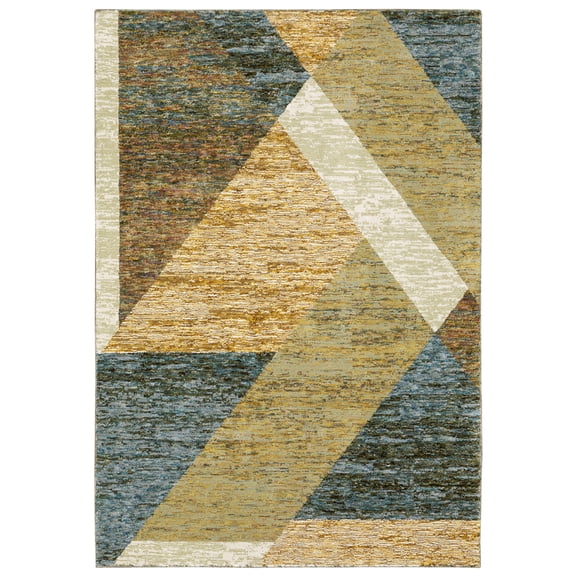 Moretti Court Area Rug STR09 Gold Blocks Cubes 7' 10" x 10' 10" Rectangle