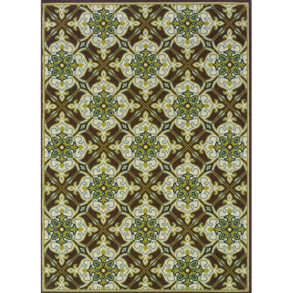Moretti Crowne Indoor/Outdoor Area Rug 1005D Brown Patio Retro 2' 3" x 7' 6" Rectangle