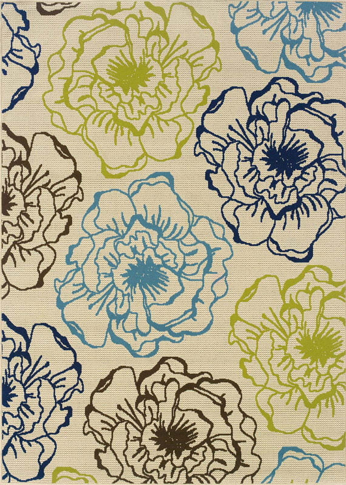 Moretti Crowne Indoor/Outdoor Area Rug 3065Y Ivory Patio Flowers 2' 5 ...