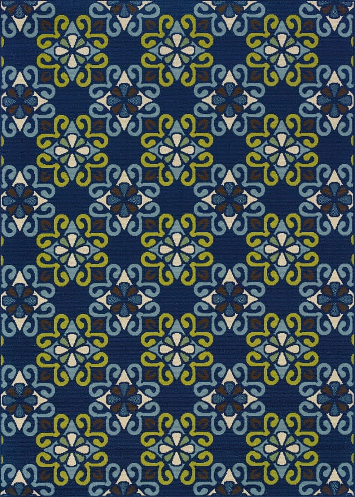 Moretti Crowne Indoor/Outdoor Area Rug 3331L Blue Patio Talavera Style ...