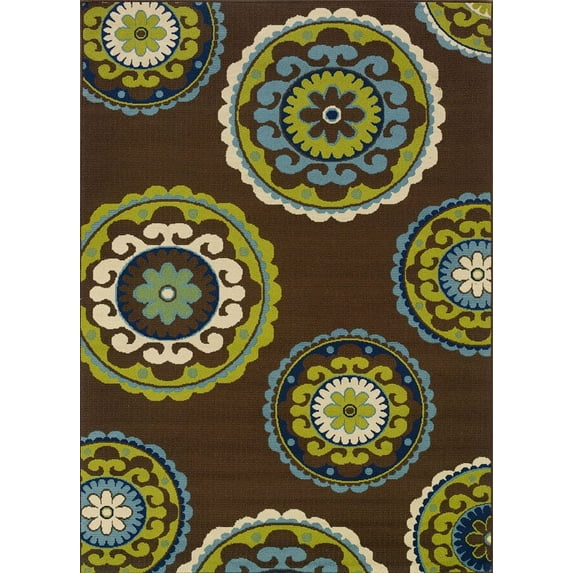 Moretti Crowne Indoor/Outdoor Area Rug 859D6 Brown Patio Retro 2' 3" x 7' 6" Rectangle
