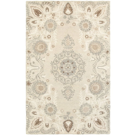 Moretti Deck Area Rug 93000 Sand Petals Vines 2' 6" x 8' Rectangle