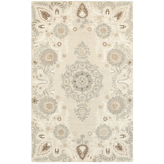 Moretti Deck Area Rug 93000 Sand Petals Vines 8' x 10' Rectangle