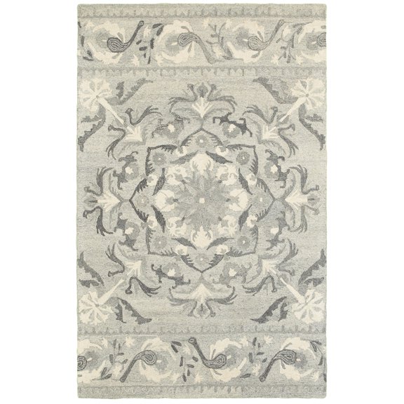 Moretti Deck Area Rug 93001 Ash Rings Swirls 3' 6" x 5' 6" Rectangle