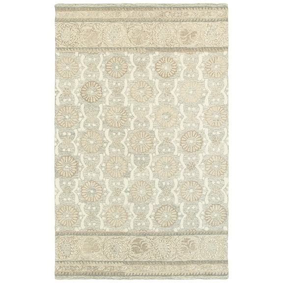 Moretti Deck Area Rug 93002 Ash Rings Circles 5' x 8' Rectangle