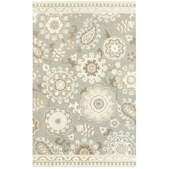 Moretti Deck Area Rug 93003 Grey Rings Loops 8' x 10' Rectangle