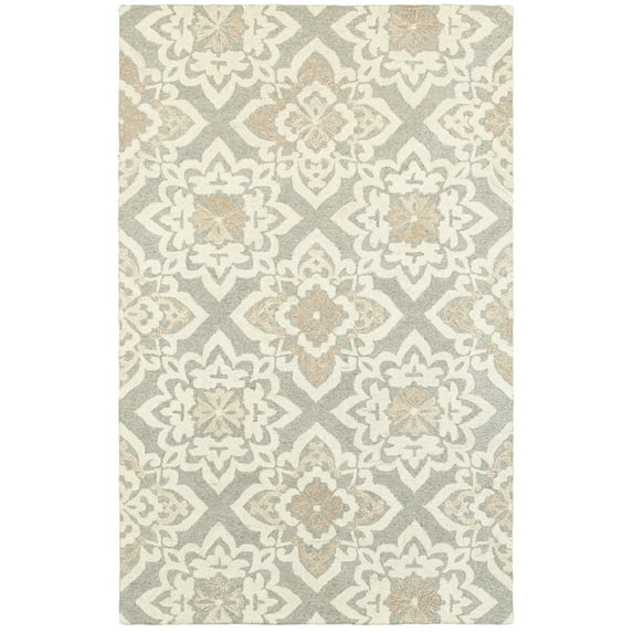 Moretti Deck Area Rug 93004 Grey Petals Diagonals 8' x 10' Rectangle