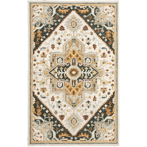 Moretti Dulce Area Rug 28407 Traditional Ivory Petals Vines 8' x 10' Rectangle