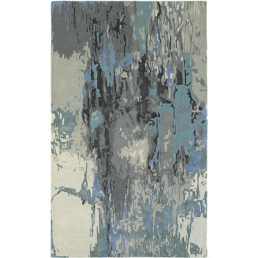 Moretti Dust Area Rug 21906 Blue Splotches Blurred 8' x 10' Rectangle