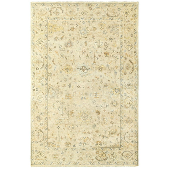 Moretti Estate Area Rug 10301 Beige Petals Vines 6' x 9' Rectangle