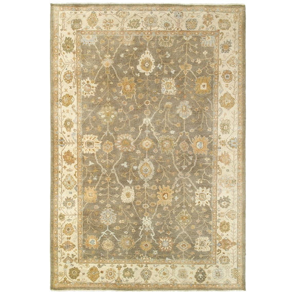 Moretti Estate Area Rug 10302 Brown Bulbs Vines 9' x 12' Rectangle