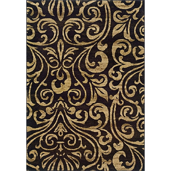 Moretti Falcon Area Rug 2033C Black Scrolls Leaves 3' 10" x 5' 5" Rectangle