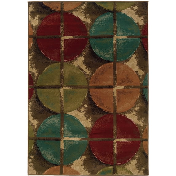 Moretti Falcon Area Rug 3680B Casual Brown Grid Lines 3' 10" x 5' 5" Rectangle