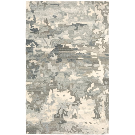 Moretti Futura Area Rug 68006 Contemporary Grey Camo Faded 5' x 8' Rectangle