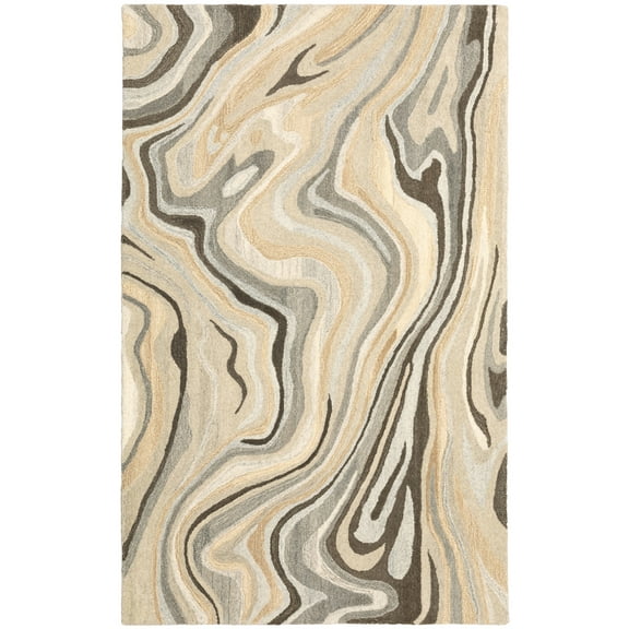 Moretti Futura Area Rug 68007 Contemporary Beige Banded Rows 8' x 10' Rectangle