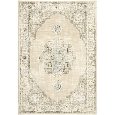 Moretti Glow Area Rug 303D0 Traditional Beige Bordered Distressed 6' 7" x  9' 6" Rectangle