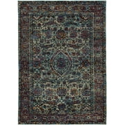 Moretti Glow Area Rug 6846B Blue Oval Petals 3 3" x 5 2" Rectangle