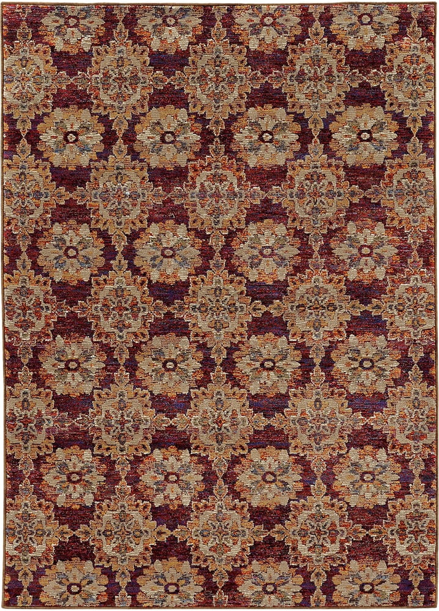 Moretti Glow Area Rug 6883A Red Rings Petals 1' 10