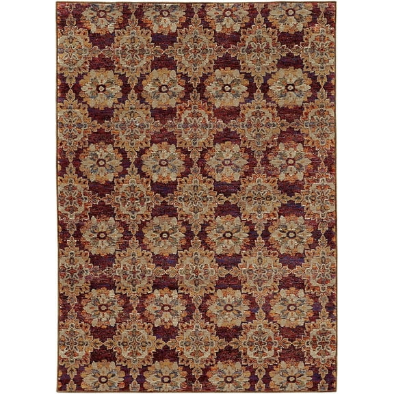Moretti Glow Area Rug 6883A Red Rings Petals 1' 10" x 3' 2" Rectangle