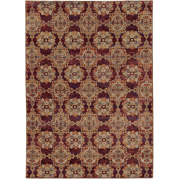 Moretti Glow Area Rug 6883A Red Rings Petals 2' 3" x 8' Rectangle