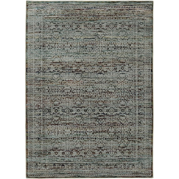 Moretti Glow Area Rug 7127A Blue Distressed Faded 6' 7" x 9' 6" Rectangle
