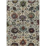 Moretti Glow Area Rug 7129A Stone Buds Bulbs 1 10" x 3 2" Rectangle