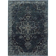 Moretti Glow Area Rug 7135F Blue Bordered Curls 3 3" x 5 2" Rectangle