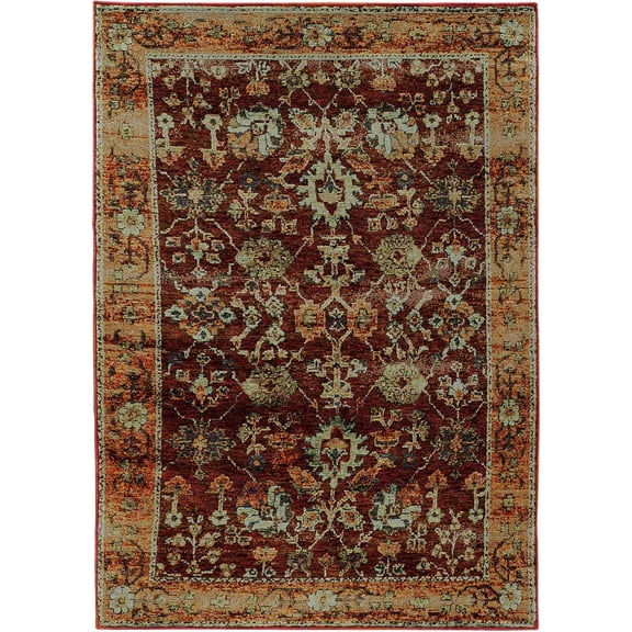 Moretti Glow Area Rug 7154A Red Scrolls Floral 1' 10" x 3' 2" Rectangle