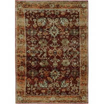 Moretti Glow Area Rug 7154A Red Scrolls Floral 6' 7" x  9' 6" Rectangle