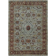 Moretti Glow Area Rug 7155A Blue Petals Bordered 1 10" x 3 2" Rectangle