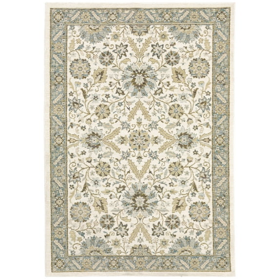 Moretti Glow Area Rug 8918I Traditional Stone Bordered Bulbs 6' 7" x 9' 6" Rectangle