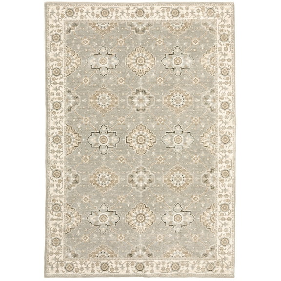 Moretti Glow Area Rug 8929H Traditional Grey Distressed Floral 6' 7" x  9' 6" Rectangle