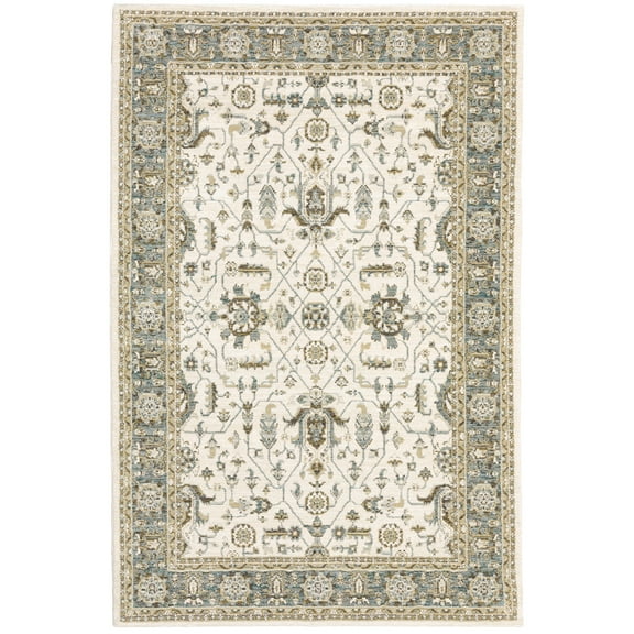 Moretti Glow Area Rug 9537P Traditional Ivory Rings Bulbs 8' 6" x 11' 7" Rectangle