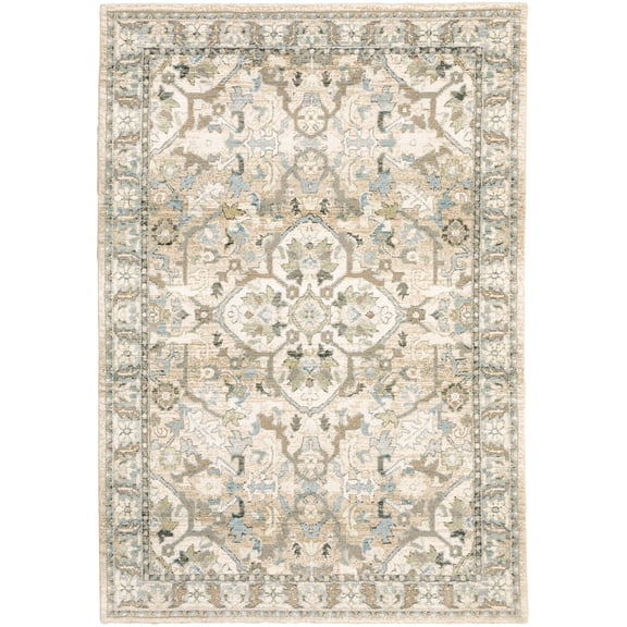 Moretti Glow Area Rug 9818G Traditional Beige Faded Vines 3' 3" x 5' 2" Rectangle