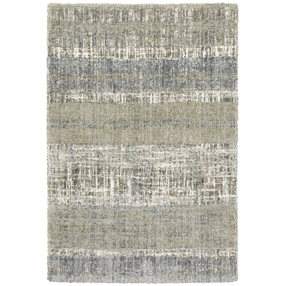 Moretti Glyph Area Rug 530J9 Shag Grey Banded Rows 9' 10" x 12' 10" Rectangle