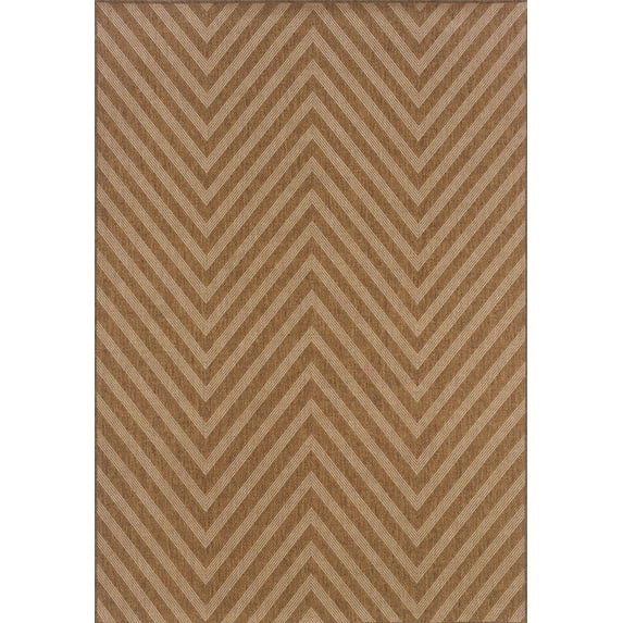 Moretti Grand Mal Indoor/Outdoor Area Rug 1330X Tan Zig Zag Woven 1' 9" x 3' 9" Rectangle